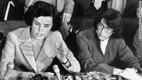 Dianne Feinstein, president of the board of supervisors, holds a press conference following the killing of Mayor George Moscone and supervisor Harvey milk. Feinstein, who was Moscone&#39;s designated successor, was in her office a few feet away from the shootings. &quot;I heard shots. I heard three,&quot; she said.