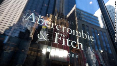 Abercrombie &amp; Fitch Co. signage is displayed at the store on 5th Avenue in New York, U.S., on Sunday, Feb. 28, 2016. 