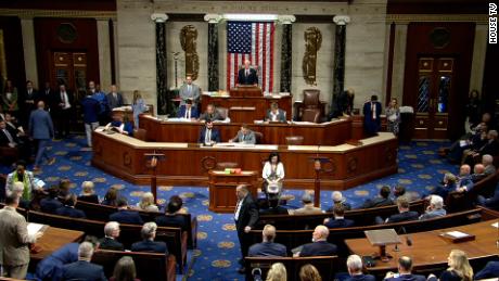 This screengrab from House TV shows the House floor shortly after they failed to table the effort to oust Kevin McCarthy as Speaker.