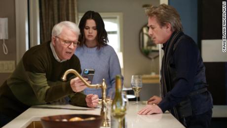 Charles (Steve Martin), Mabel (Selena Gomez) and Oliver (Martin Short) in a scene from &quot;Only Murders in the Building.&quot; 