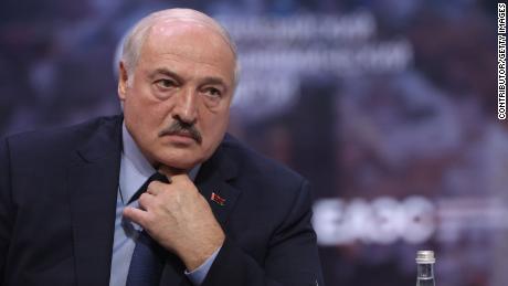 Belarusian President Alexander Lukashenko at the Eurasian Economic Forum on May 24, 2023, in Moscow, Russia. 