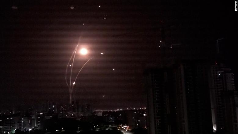 New video shows 'fearsome' rocket barrage over Israeli city