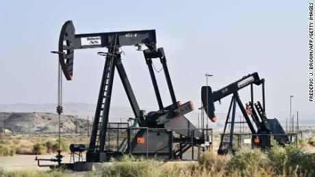 Working oil pumpjacks in Kern County, California, seen in September 2023