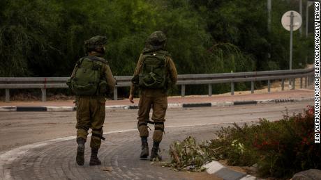 Israeli forces patrol areas along the Israeli-Gaza border. 