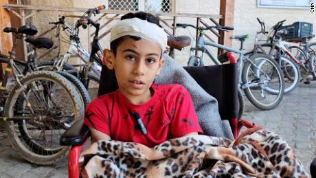 Injured Palestinian child describes moment missile landed near him