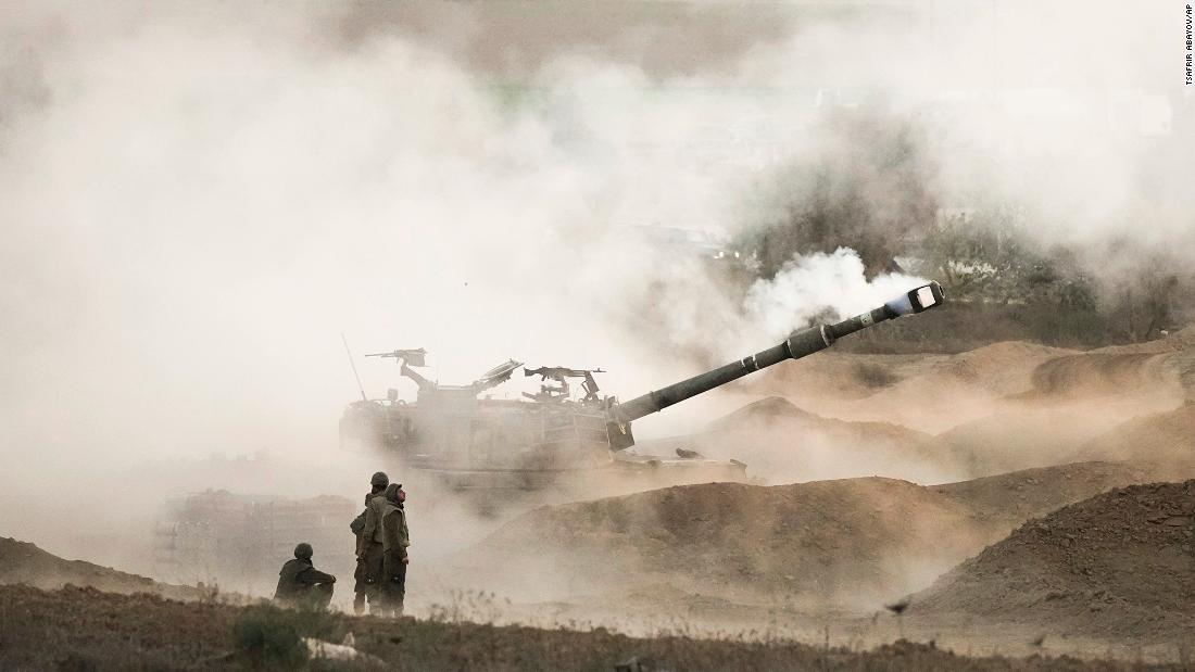 An Israeli mobile artillery unit fires a shell from southern Israel towards Gaza on October 25.&lt;br /&gt; 