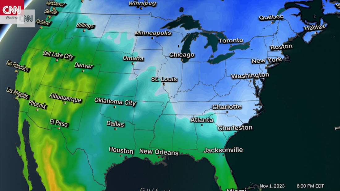 See the cold front moving across the US ahead of Halloween