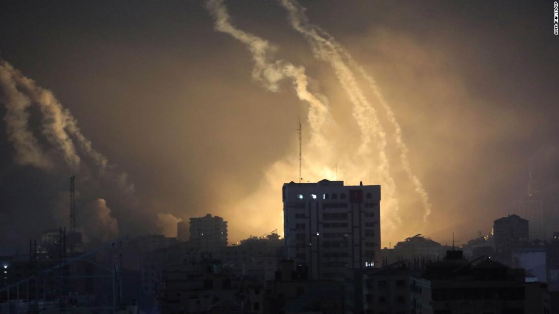 Smoke and explosions are seen on the horizon in northern Gaza, amid Israel&#39;s bombardment of the enclave, on Saturday, October 28.