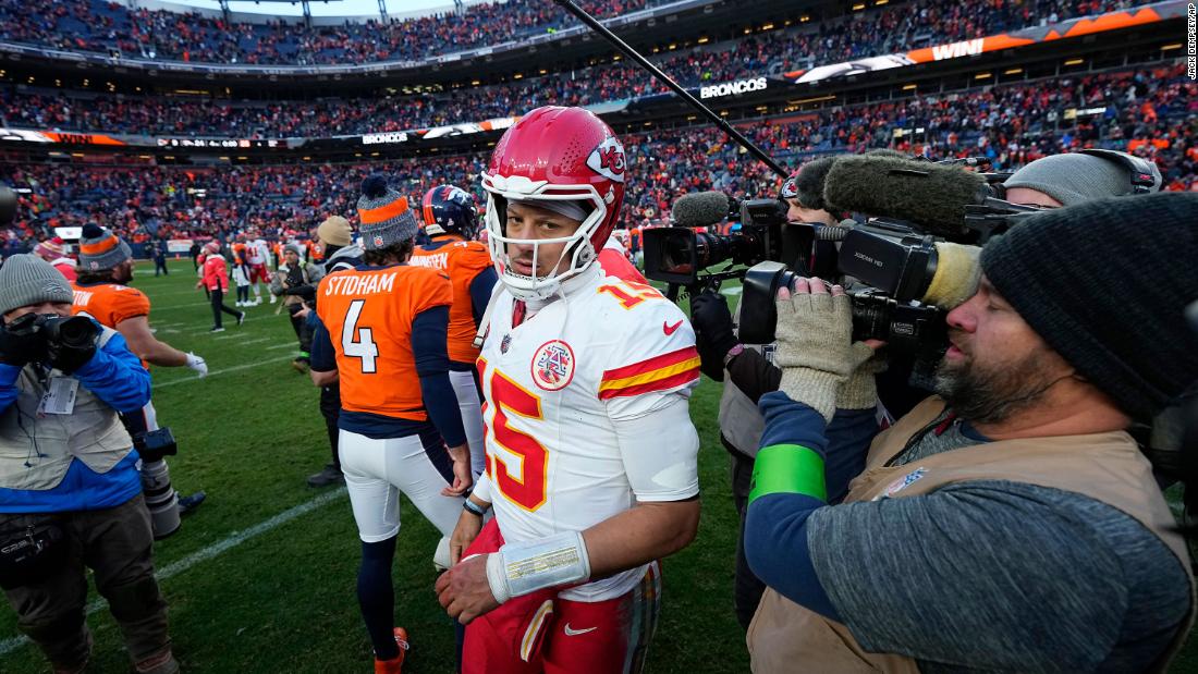 Kansas City Chiefs quarterback Patrick Mahomes walks off the field after the Chiefs&#39; loss to the Denver Broncos on October 29. Mahomes, &lt;a href=&quot;https://www.cnn.com/2023/10/29/sport/nfl-week-8-how-to-watch-spt-intl/index.html&quot; target=&quot;_blank&quot;&gt;who was set to make history with a win&lt;/a&gt;, threw two interceptions and no touchdowns.