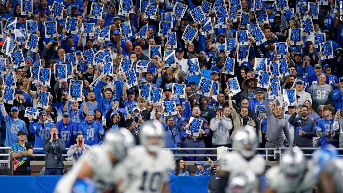 Detroit Lions fans cheer on a third down play during the Lions&#39; 26-14 Monday Night Football victory over the Las Vegas Raiders on October 30.