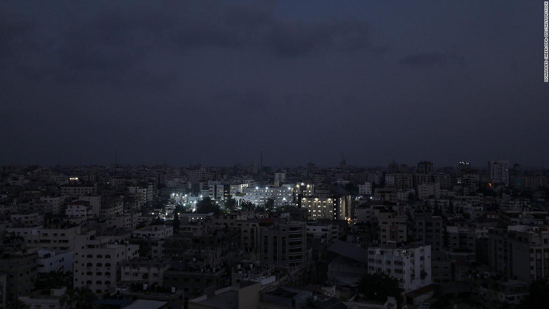 Al Shifa hospital is lit up in Gaza City on October 24. 