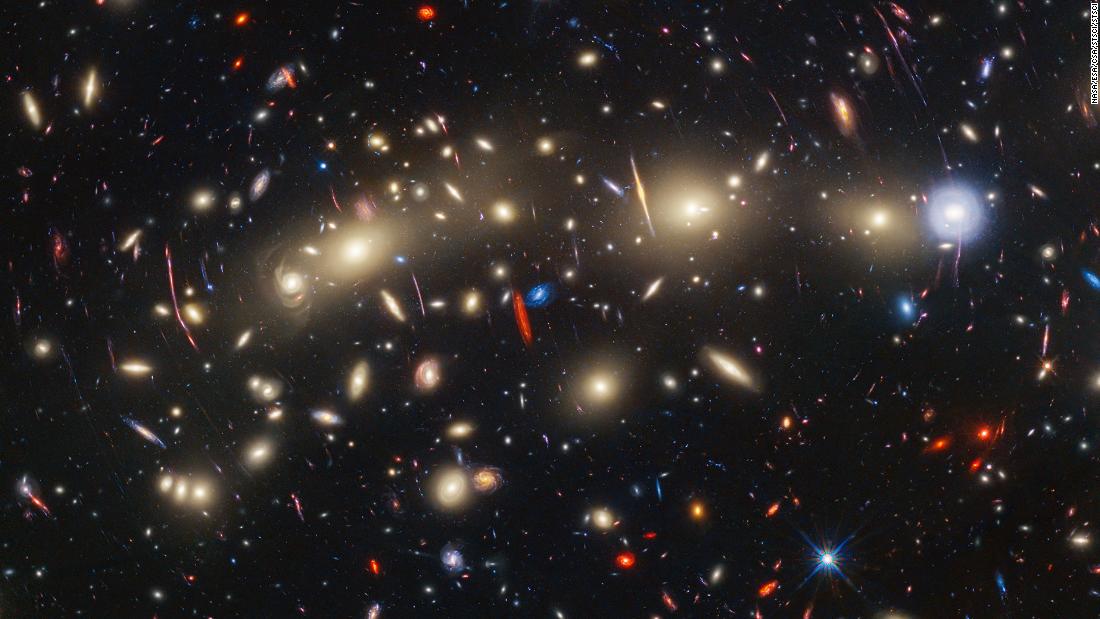 Galaxy cluster MACS0416 is seen here in exquisite detail thanks to a composite image created with data from both NASA&#39;s James Webb and Hubble space telescopes.