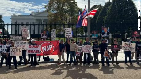 Members of the National Justice Party (NJP), an antisemitic group, demonstrated outside the White House last month praising Hamas.