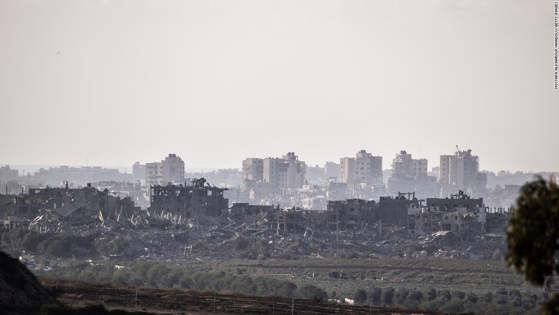 Damaged buildings in Gaza seen from Sderot, Israel, on Thursday, November 16.