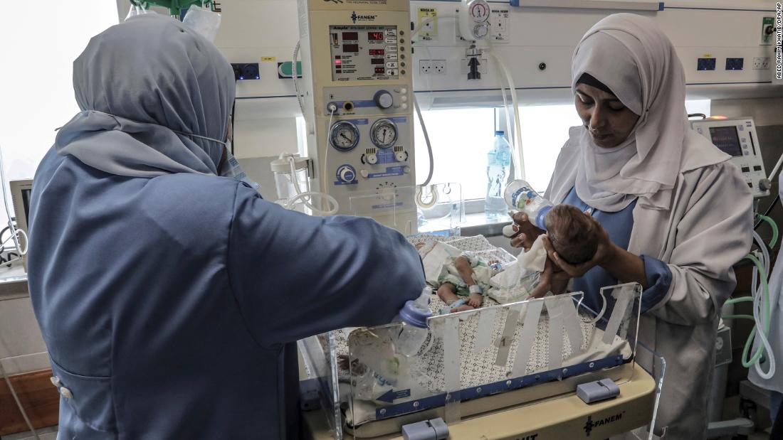 Premature newborns receive treatment after being transferred from Al-Shifa hospital to Al-Emarati hospital in Rafah, Gaza, on November 19. 