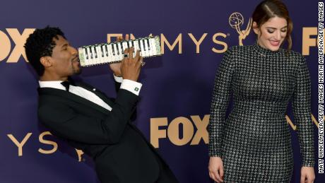 LOS ANGELES, CALIFORNIA - SEPTEMBER 22: Jon Batiste (L) and Suleika Jaouad attend the 71st Emmy Awards at Microsoft Theater on September 22, 2019 in Los Angeles, California. (Photo by Matt Winkelmeyer/Getty Images)