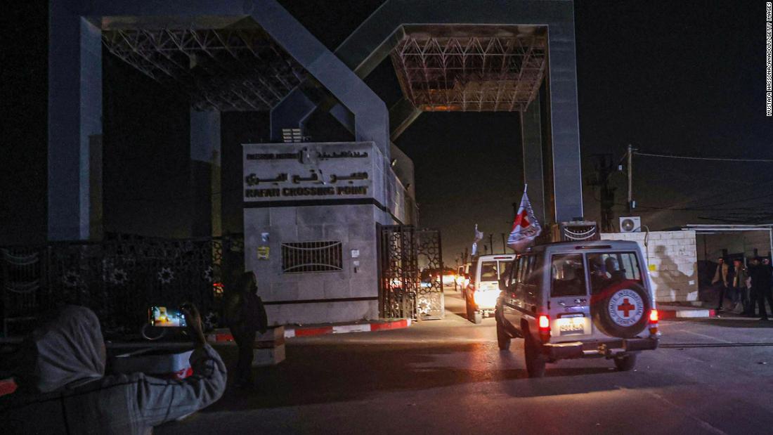 International Red Cross vehicles transport freed hostages through the Rafah border crossing in Gaza on November 24. &lt;a href=&quot;https://www.cnn.com/2023/11/24/middleeast/israel-hamas-hostage-release-deal-intl&quot; target=&quot;_blank&quot;&gt;Twenty-four people held hostage for nearly seven weeks in the Gaza Strip were released Friday&lt;/a&gt; as part of a truce brokered between Israel and Hamas, according to officials. The group included 10 Thai citizens, 13 Israelis and one Philippine citizen, according to Qatar&#39;s Foreign Ministry spokesperson Majed Al-Ansari.