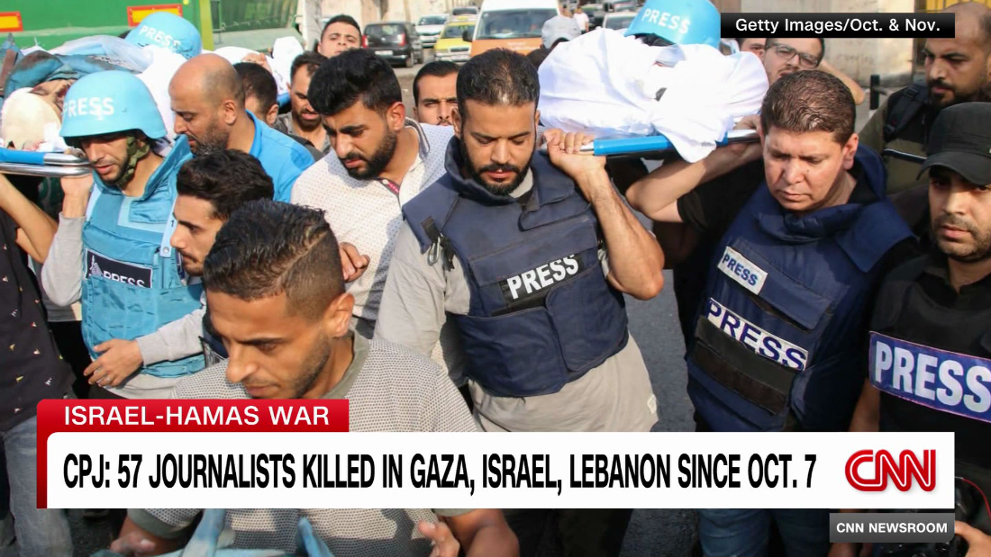 At least 57 journalists killed since Israel-Hamas war began