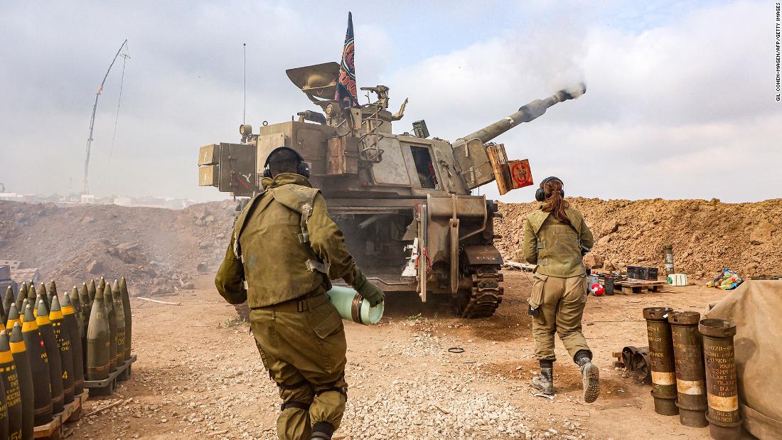 An Israeli artillery unit fires near the border with Gaza on December 5.
