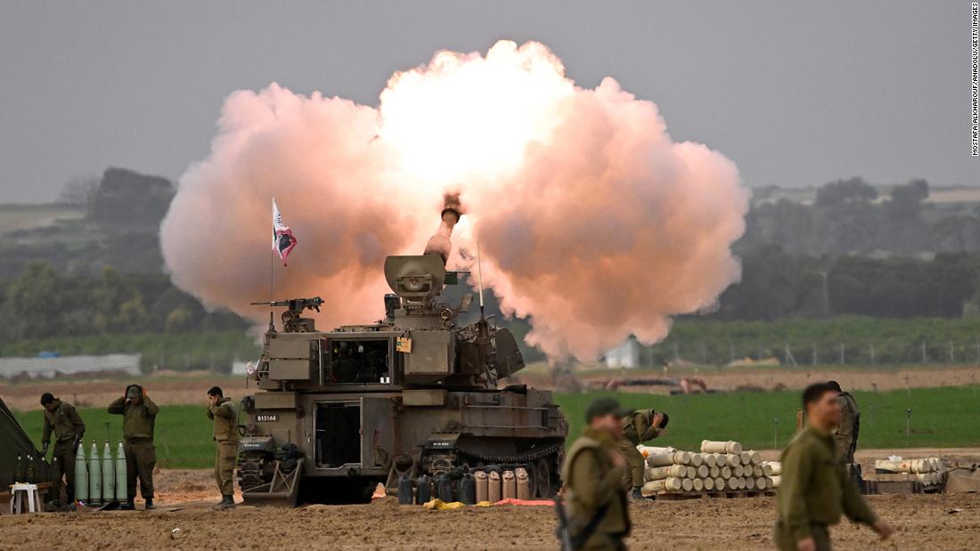 An Israeli howitzer fires into Gaza from a position near Nahal Oz, Israel, on December 10.