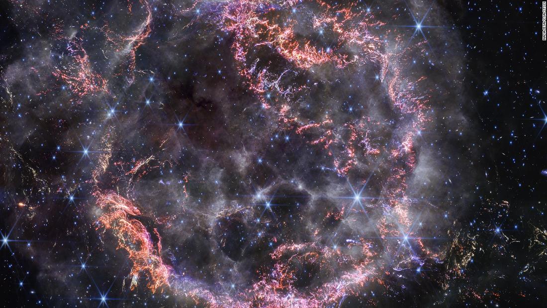 The James Webb Space Telescope&#39;s shot of supernova remnant Cassiopeia A shows elaborate details visible for the first time.