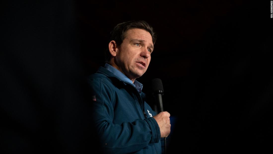 Florida Gov. Ron DeSantis holds a town hall at Wally&#39;s in Hampton, New Hampshire, on January 17. 