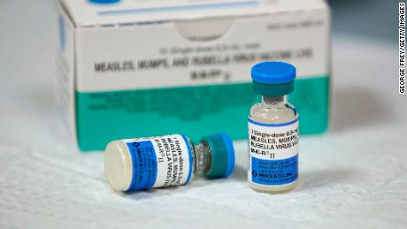 SALT LAKE CITY, UT - APRIL 26: In this photo illustration a 10 pack and one dose bottles of measles, mumps and rubella virus vaccine, made by MERCK, sits on a counter at the Salt Lake County Health Department on April 26, 2019 in Salt Lake City, Utah. (Photo Illustration by George Frey/Getty Images)
