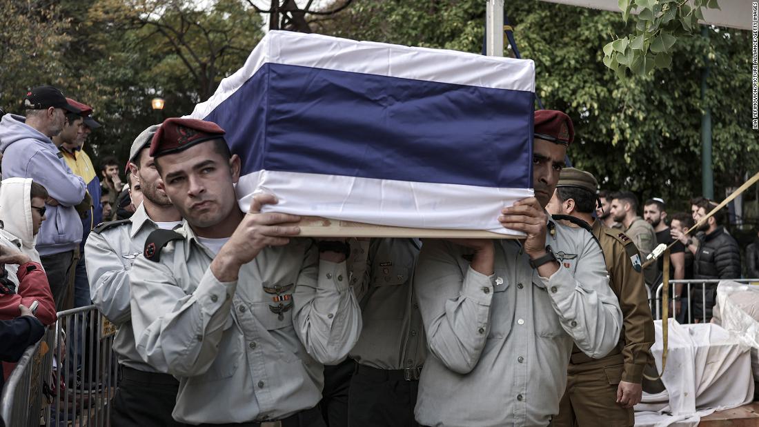 Israeli soldiers hold Major Ilay Levy&#39;s coffin during his funeral in Tel Aviv, Israel, on January 23. Levy was one of &lt;a href=&quot;https://edition.cnn.com/2024/01/23/middleeast/gaza-israeli-soldiers-deaths-intl-hnk/index.html&quot; target=&quot;_blank&quot;&gt;24 Israeli soldiers killed on the deadliest day for Israeli forces in Gaza combat.&lt;/a&gt;