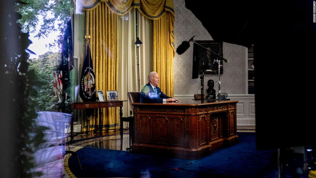 Biden, seen through a window, delivers his first-ever address from the White House Oval Office on June 2, 2023. He declared bipartisanship alive and well as he &lt;a href=&quot;https://www.cnn.com/2023/06/02/politics/biden-debt-oval-office-address/index.html&quot; target=&quot;_blank&quot;&gt;pointed to the compromise&lt;/a&gt; measure that raised the federal borrowing limit and avoided a catastrophic default. 