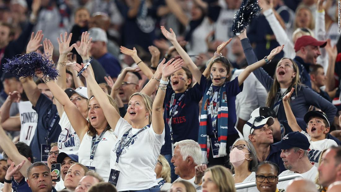 UConn fans cheer during the game.