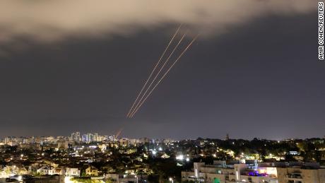 An anti-missile system operates after Iran launched drones and missiles towards Israel, as seen from Ashkelon, Israel April 14, 2024. REUTERS/Amir Cohen     TPX IMAGES OF THE DAY     