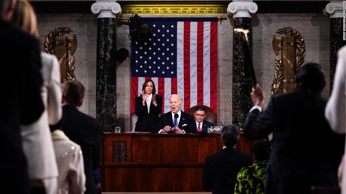 Biden delivers the annual &lt;a href=&quot;https://www.cnn.com/politics/live-news/state-of-the-union-biden-03-07-24/index.html&quot; target=&quot;_blank&quot;&gt;State of the Union address&lt;/a&gt; before a joint session of Congress on March 7, 2024. It was a high-stakes moment as he looked to convince voters to give him a second term in the White House.