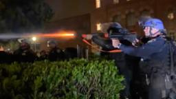240502085720 ucla rubber bullets hp video Police appear to fire rubber bullets at UCLA protesters