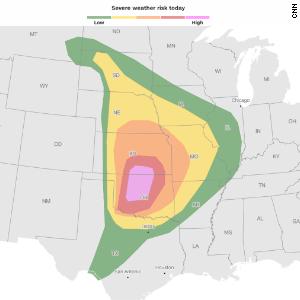 Severe storms are firing up on rare 'high risk' day for tornadoes in Central US