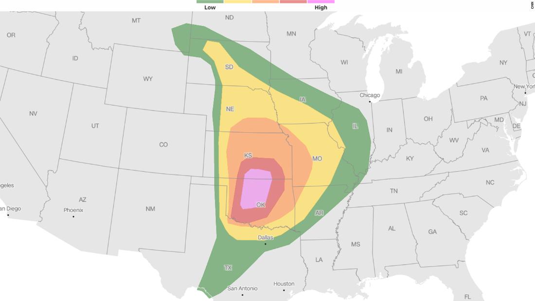 A major tornado outbreak is possible in the central United States