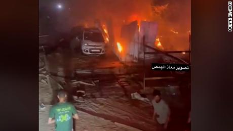 Video shows fire and wreckage at site of Israeli airstrike in Rafah
